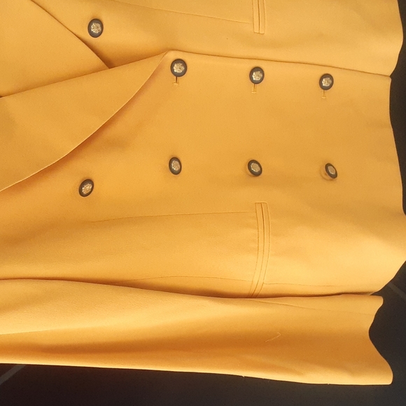 VTG Jones New York wool yellow Dress blazer jacket Sz 14 p ** Double Breasted - Picture 4 of 9
